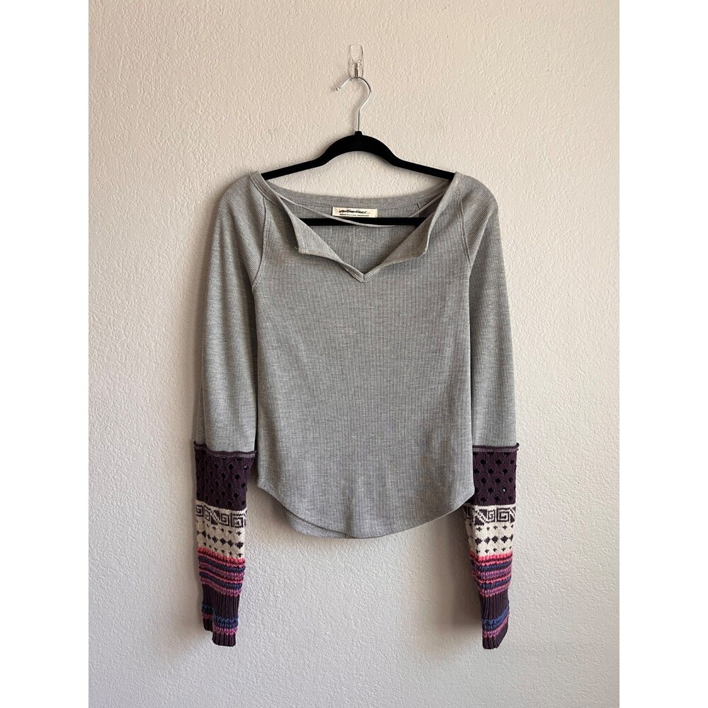 We The Free Cozy Craft Cuff Thermal Top in Heather Gray Size MEDIUM